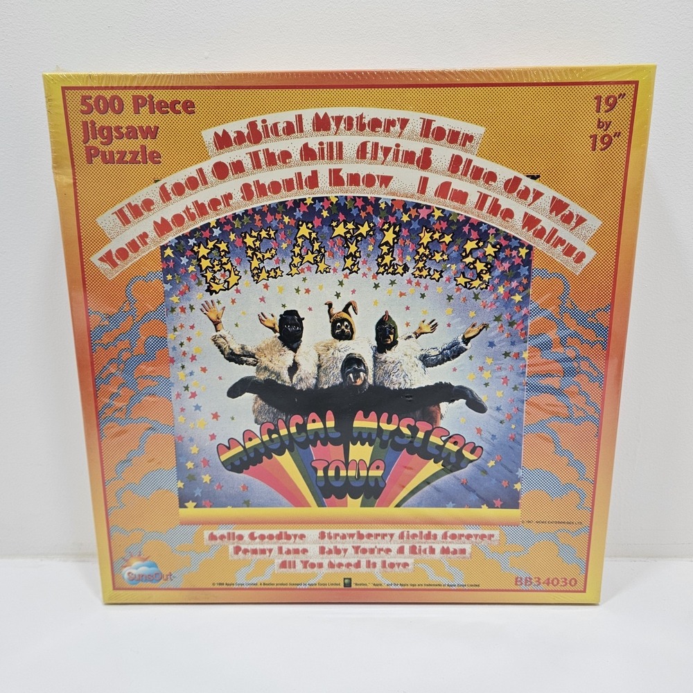 NEW THE BEATLES PUZZLE Magical Mystery Tour 500 piece Sealed 19"x19" AGES 7 & up